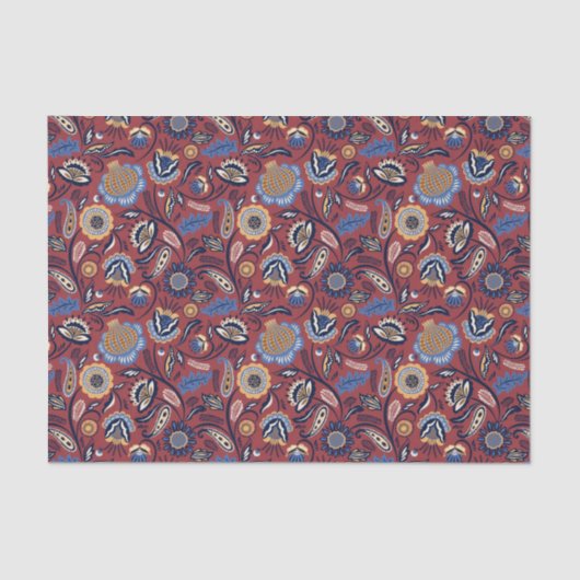 Gewebe oder Dekoupage Paper - Boho Bold Floral Red Seidenpapier (Vorderseite)