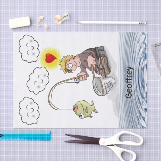 Gewebe Papier Fischer Fische Sonnenwolken Fischen (Handwerk)