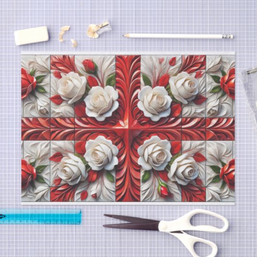 Gewebe-Papier mit englischer Rose Seidenpapier (Handwerk)