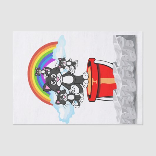 Gewebe Papier schwarze Katzen Regenbogen (Vorderseite)