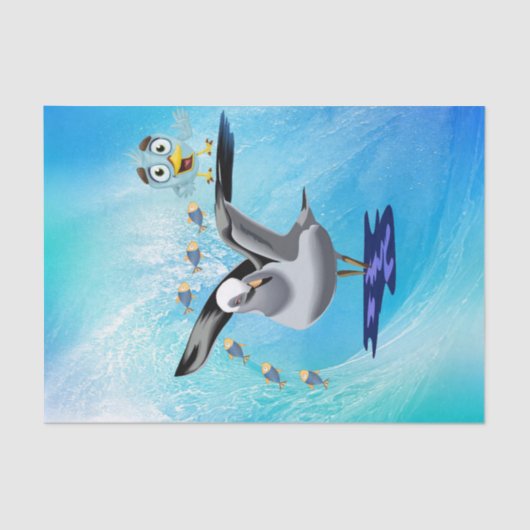 Gewebe Papier Seagull Fisch Vogelwelt Ozeanwelle (Vorderseite)