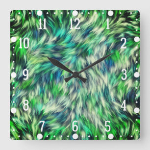 Gewebe Textur Grüne Pelze Design-68745 Quadratische Wanduhr
