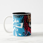 Gewebe und Malerpinsel Zweifarbige Tasse (Links)