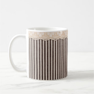 Gewebe und Spitzen für den Hintergrund Kaffeetasse