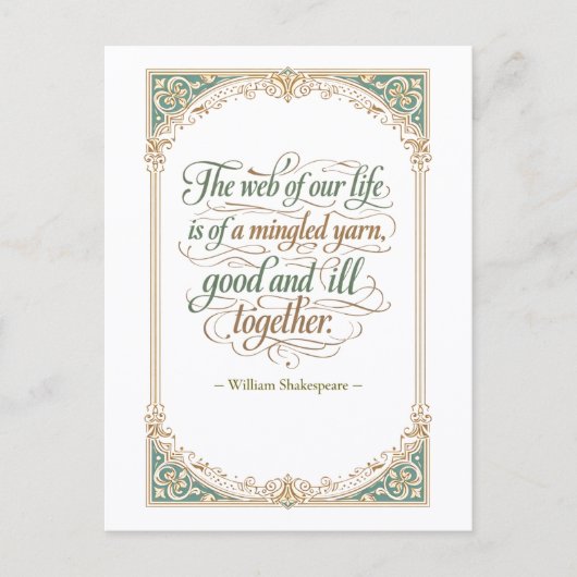 "Gewebe unseres Lebens" Shakespeare Postkarte (Vorderseite)