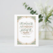 "Gewebe unseres Lebens" Shakespeare Postkarte (Stehend Vorderseite)