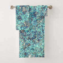 Gewebe von Fäden oder schwammares zyanblau und gra Badhandtuch Set