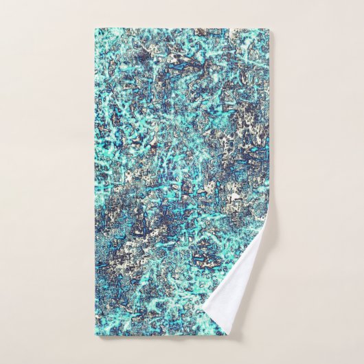 Gewebe von Fäden oder schwammares zyanblau und gra Badhandtuch Set (Handtuch)