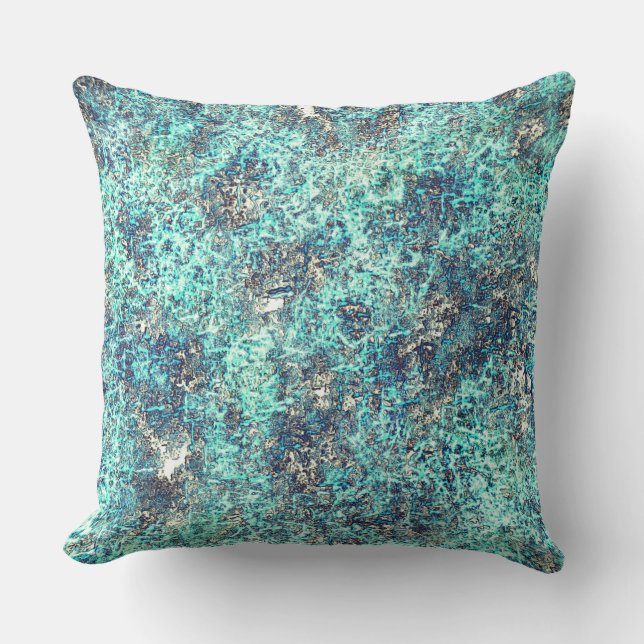 Gewebe von Fäden oder schwammares zyanblau und gra Kissen (Vorderseite)