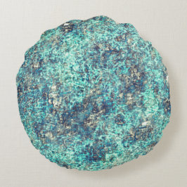 Gewebe von Fäden oder schwammares zyanblau und gra Rundes Kissen