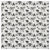 GEWEBE Waldstammes- Bärn-Schwarzes auf weißem Stoff (Muster)