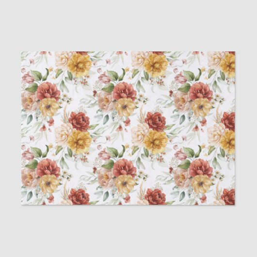 Gewebepapier (3) Kleine Muster Red & Gold Peonies Seidenpapier (Vorderseite)