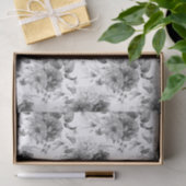 Gewebepapier (3) Muster Schwarz/Weiß-Peonies Seidenpapier (Geschenk)