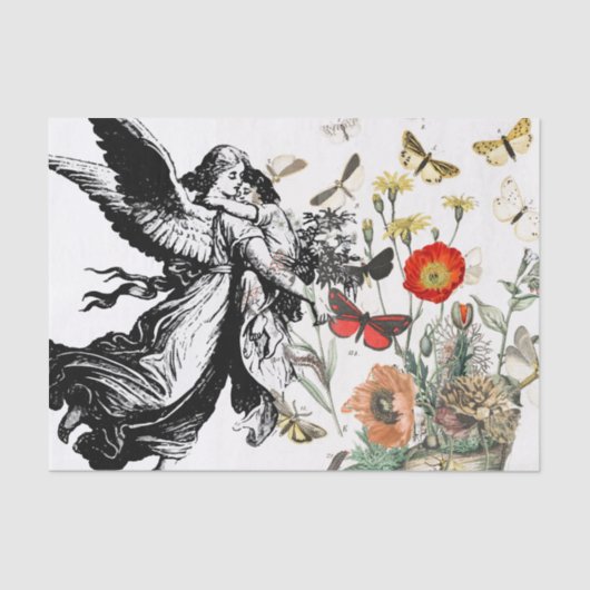 Gewebepapier-ANGEL MIT BLUME Seidenpapier (Vorderseite)