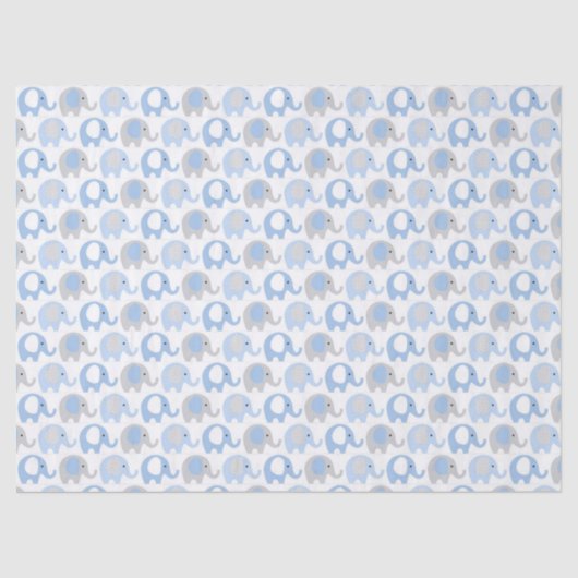 Gewebepapier - Blaue und graue Elefanten Seidenpapier (Vorderseite)