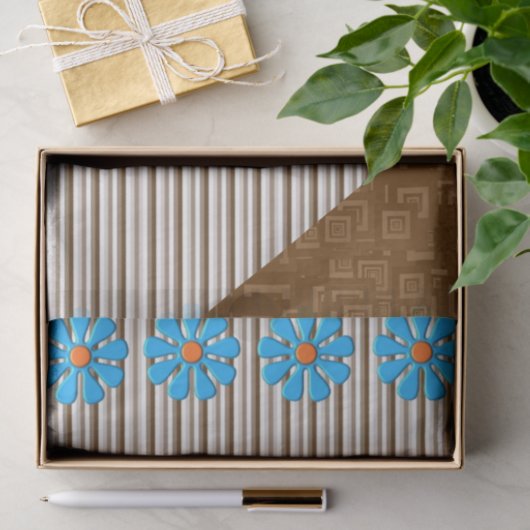 Gewebepapier, braune Streifen, floral Seidenpapier (Geschenk)