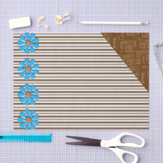 Gewebepapier, braune Streifen, floral Seidenpapier (Handwerk)