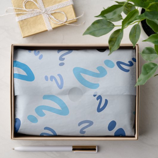 Gewebepapier - Fragezeichen in blau Seidenpapier (Geschenk)