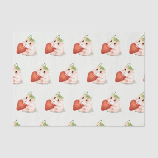 Gewebepapier-HAMSTER MIT STRAWBERRY Seidenpapier (Vorderseite)