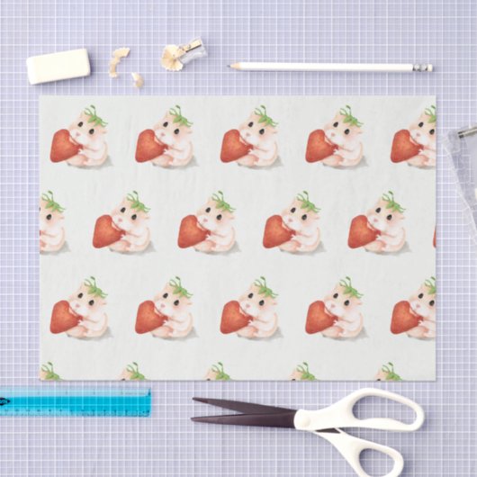 Gewebepapier-HAMSTER MIT STRAWBERRY Seidenpapier (Handwerk)