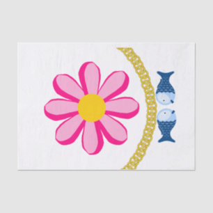 Gewebepapier Rosa Blume Blütenfisch Goldkette Seidenpapier