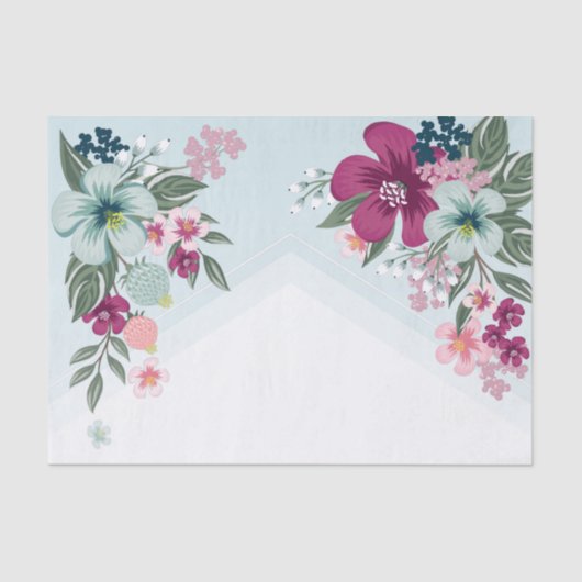 Gewebepapier umhüllen tropische Blume auf blauem O Seidenpapier (Vorderseite)