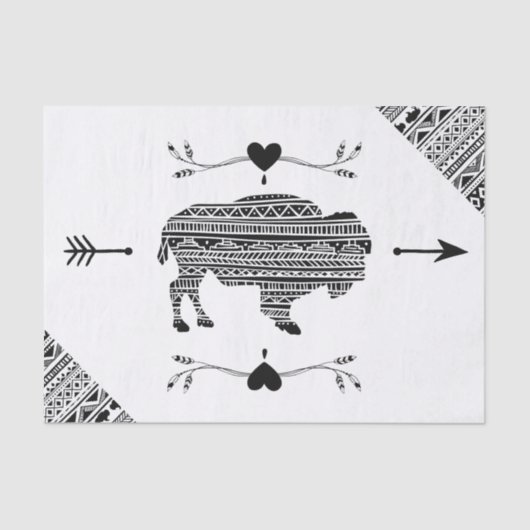 Gewebepapier Wrapping Boho Buffalo Tribal Muster Seidenpapier (Vorderseite)