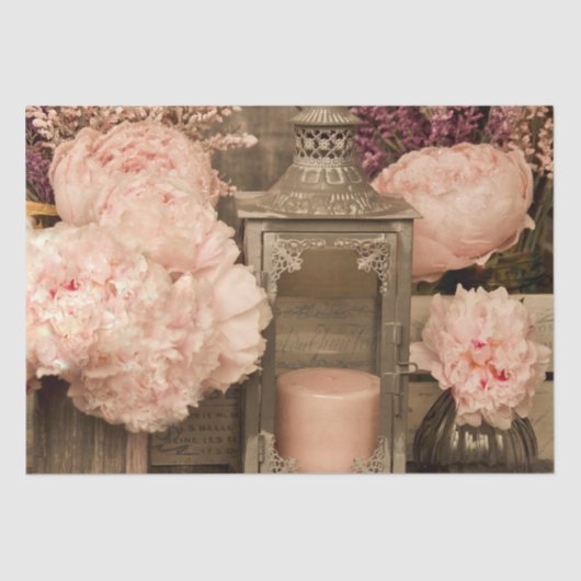 Gewebewrap Qty 2 Peonies, Lanterns und Crates Seidenpapier (Vorderseite)