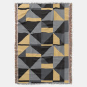 Gewebte Decke Geometrie Schwarz, Grau und Gold (Vorderseite Vertikal)