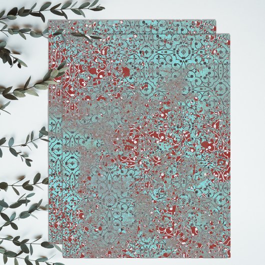 Gewebte Kupfer Patina Zement Texturierte Damaske Seidenpapier