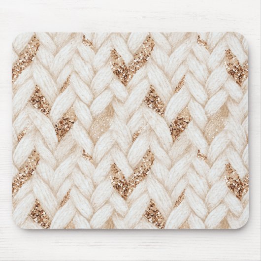 Gewebter cremefarbener Kunststoff Gold Glitter Mousepad (Vorne)