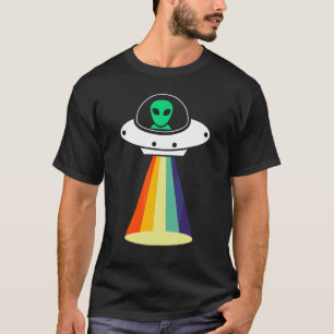 Geweckt Alien Spaceship Rainbow Beam Area 51 I gla T-Shirt