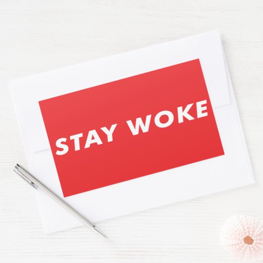 Geweckt bleibe rechteckiger aufkleber (Umschlag)