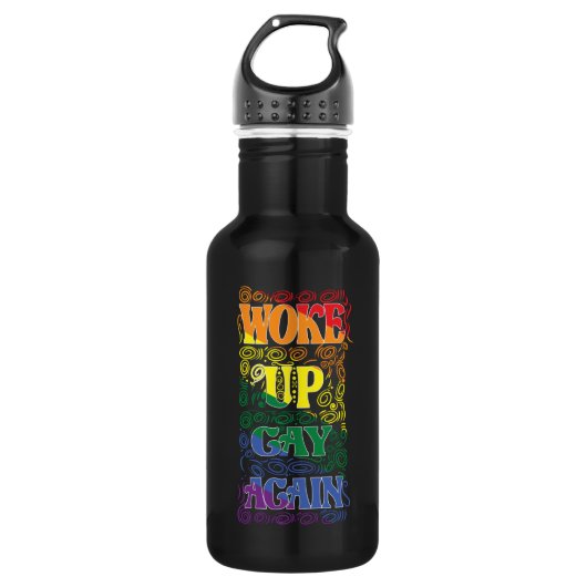 Geweckt Gay wieder - Funny LGBTQ+ Prix Edelstahlflasche (Vorderseite)