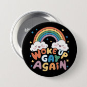 Geweckt Gay wieder LGBT Pride Monat Groovy Button (Vorne & Hinten)