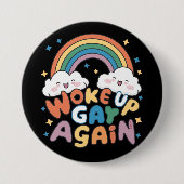 Geweckt Gay wieder LGBT Pride Monat Groovy Button (Vorderseite)