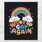 Geweckt Gay wieder LGBT Pride Monat Groovy Weinetikett (Einzelnes Label)