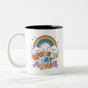 Geweckt Gay wieder LGBT Pride Monat Groovy Zweifarbige Tasse