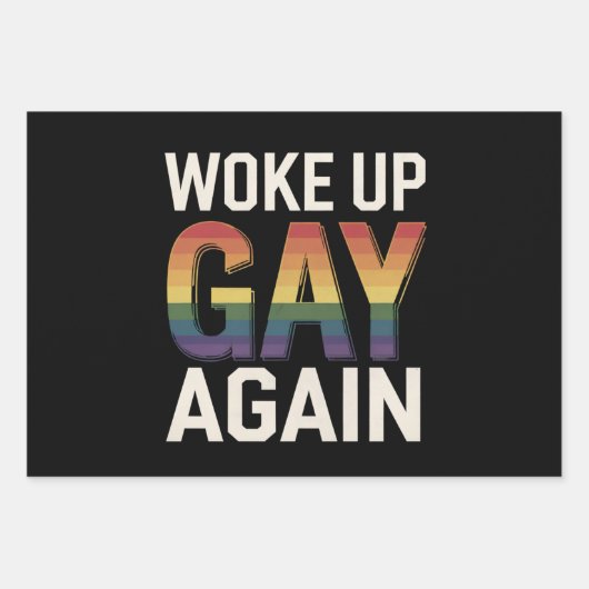 Geweckt Gay wieder lustig LGBTQ Prix Ally Rainbow Geschenkpapier Set (Vorderseite)