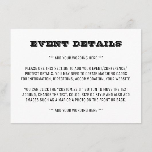 Geweckt Kampagnendetails geweckt und Bleibe Begleitkarte (Rückseite)