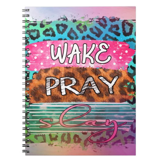 Geweckt Slay Pray Leopard Print Spiral Foto Notebo Notizblock (Vorderseite)