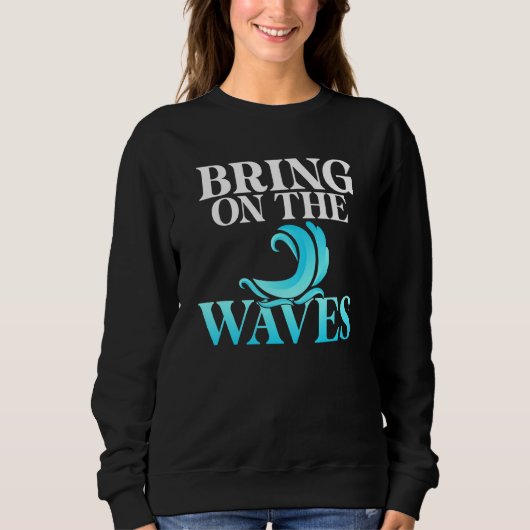 Geweckt Wellenreiter anbringen Sweatshirt (Vorderseite)
