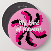 Gewehr-Blumen-Rosa-Schwarzes weiblich Button (Vorne & Hinten)