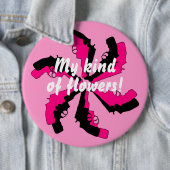 Gewehr-Blumen-Rosa-Schwarzes weiblich Button (Beispiel)