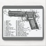 Gewehr-Diagramm Mousepad<br><div class="desc">Ein Vintages Bild eines Gewehrdiagramms für eine halbautomatische Pistole mit 45 Kalibern.</div>