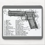 Gewehr-Diagramm Mousepad<br><div class="desc">Ein Vintages Bild eines Gewehrdiagramms für eine halbautomatische Pistole mit 45 Kalibern.</div>