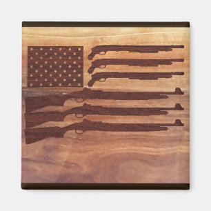 Gewehr-Gewehr-Flaggen-Holz Magnet