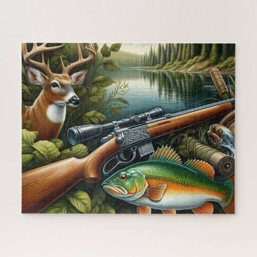 Gewehr Jagd Angeln See Puzzle (Horizontal)