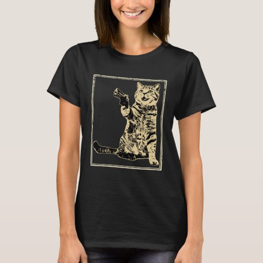 Gewehr-Kitty Katze 1 T-Shirt (Vorderseite)