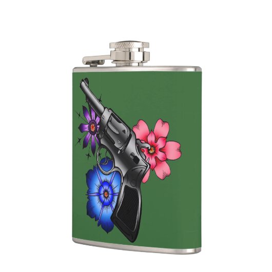 Gewehr mit Blumen Flachmann (Links)